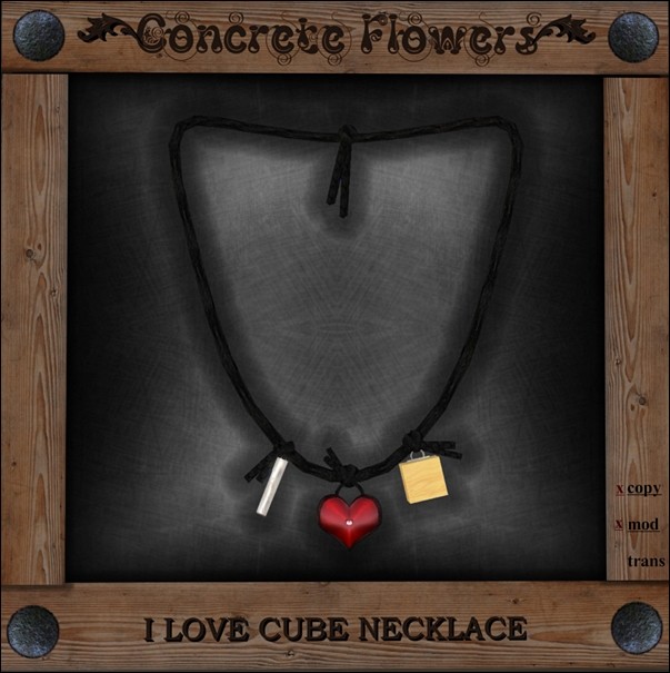 CONCRETE FLOWERS-I &lt;3 CUBE NECKLACE